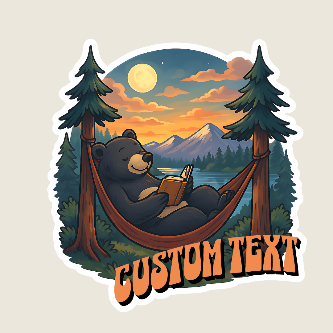 Bear Hammocking at Camp Customizable Souvenir Sticker