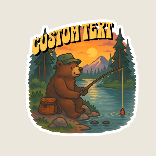 Brown Bear Fishing Souvenir Sticker