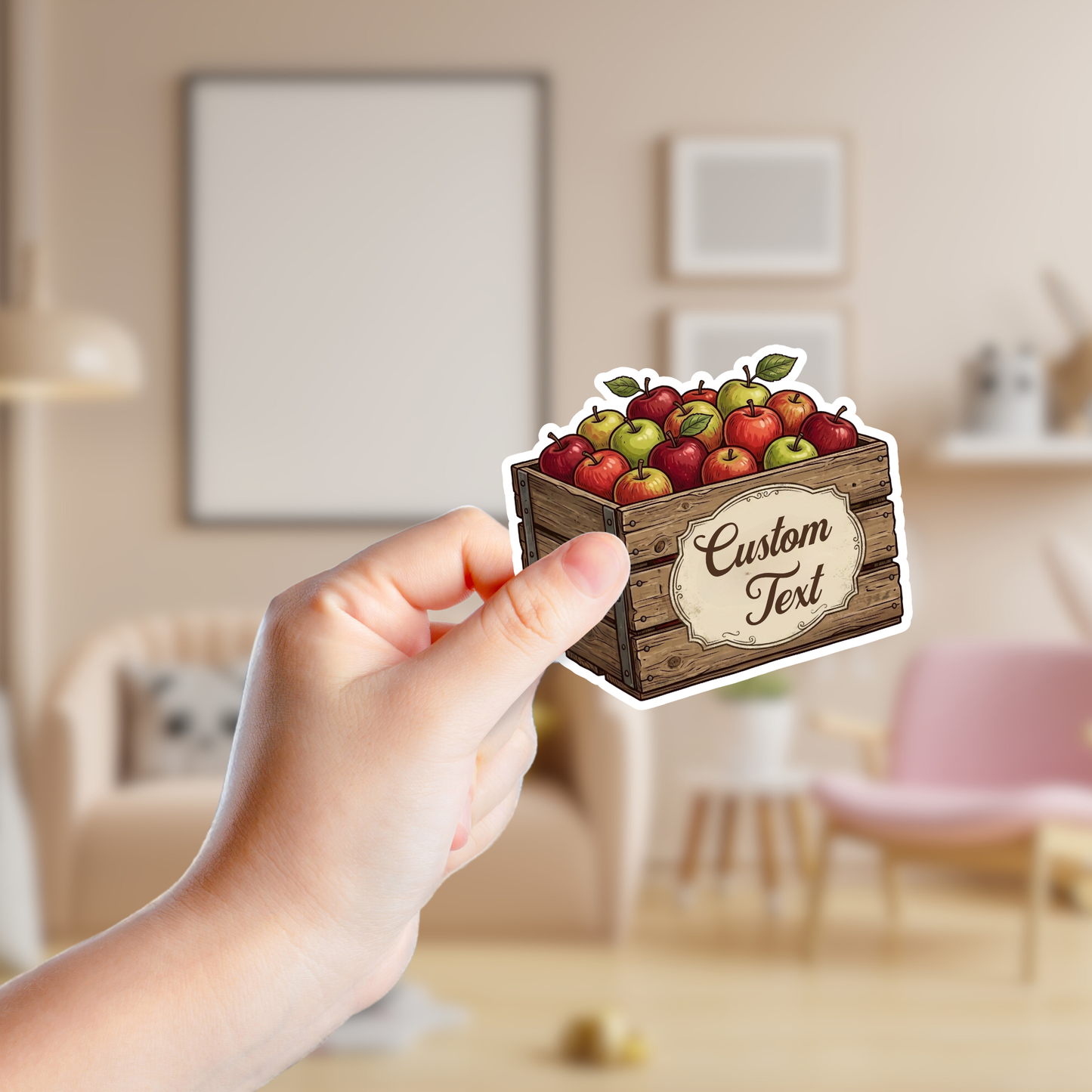 Vintage Red and Green Apple Carton Custom Sticker