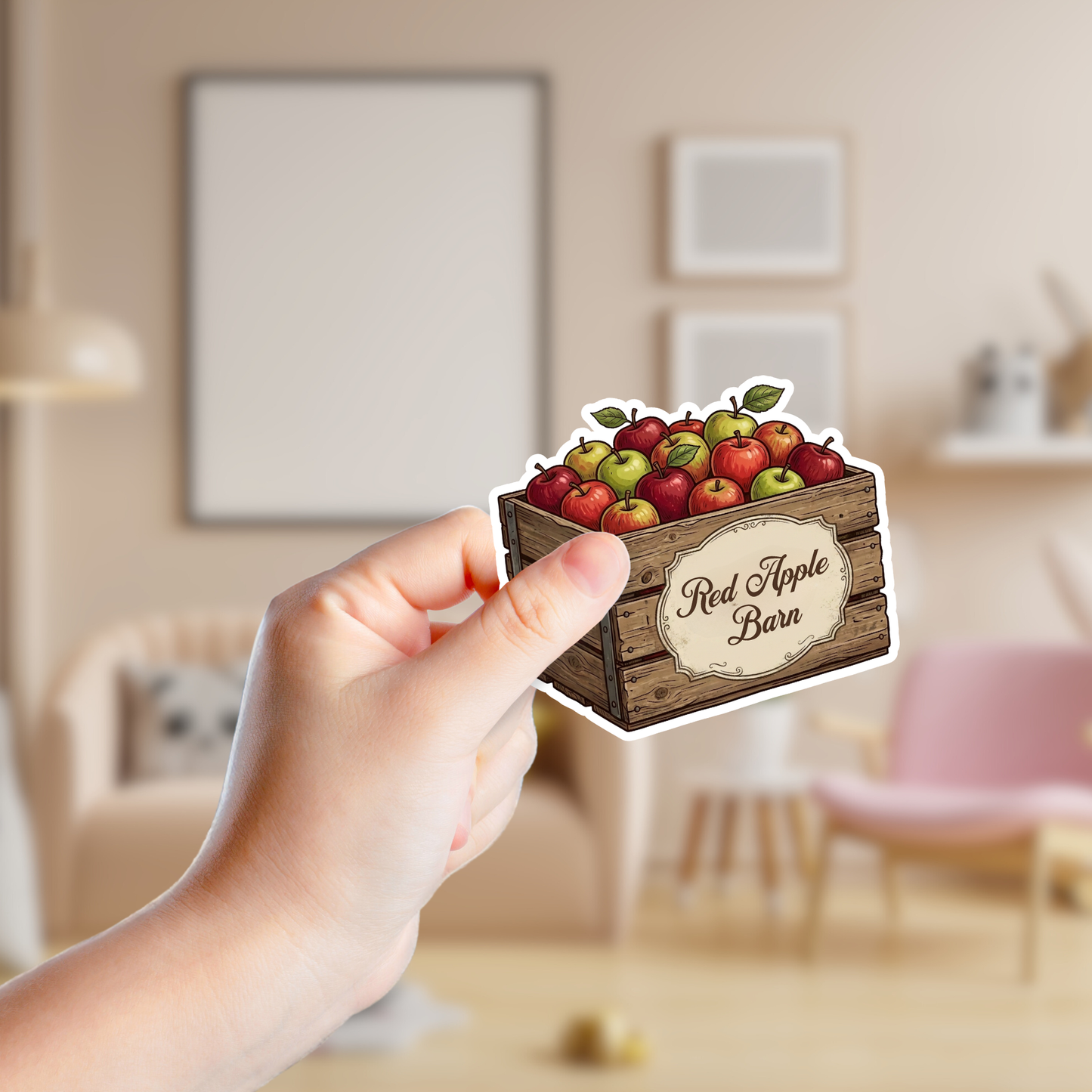 Vintage Red and Green Apple Carton Custom Sticker
