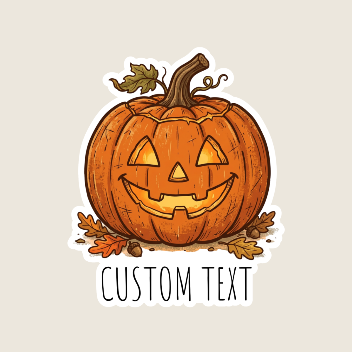 Rustic Jack O Lantern Custom Fall Pumpkin Sticker