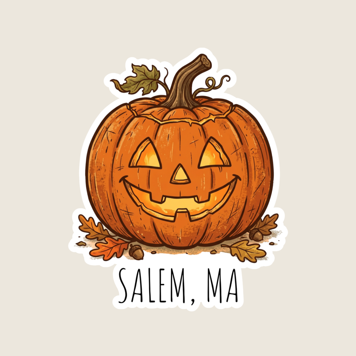 Rustic Jack O Lantern Custom Fall Pumpkin Sticker
