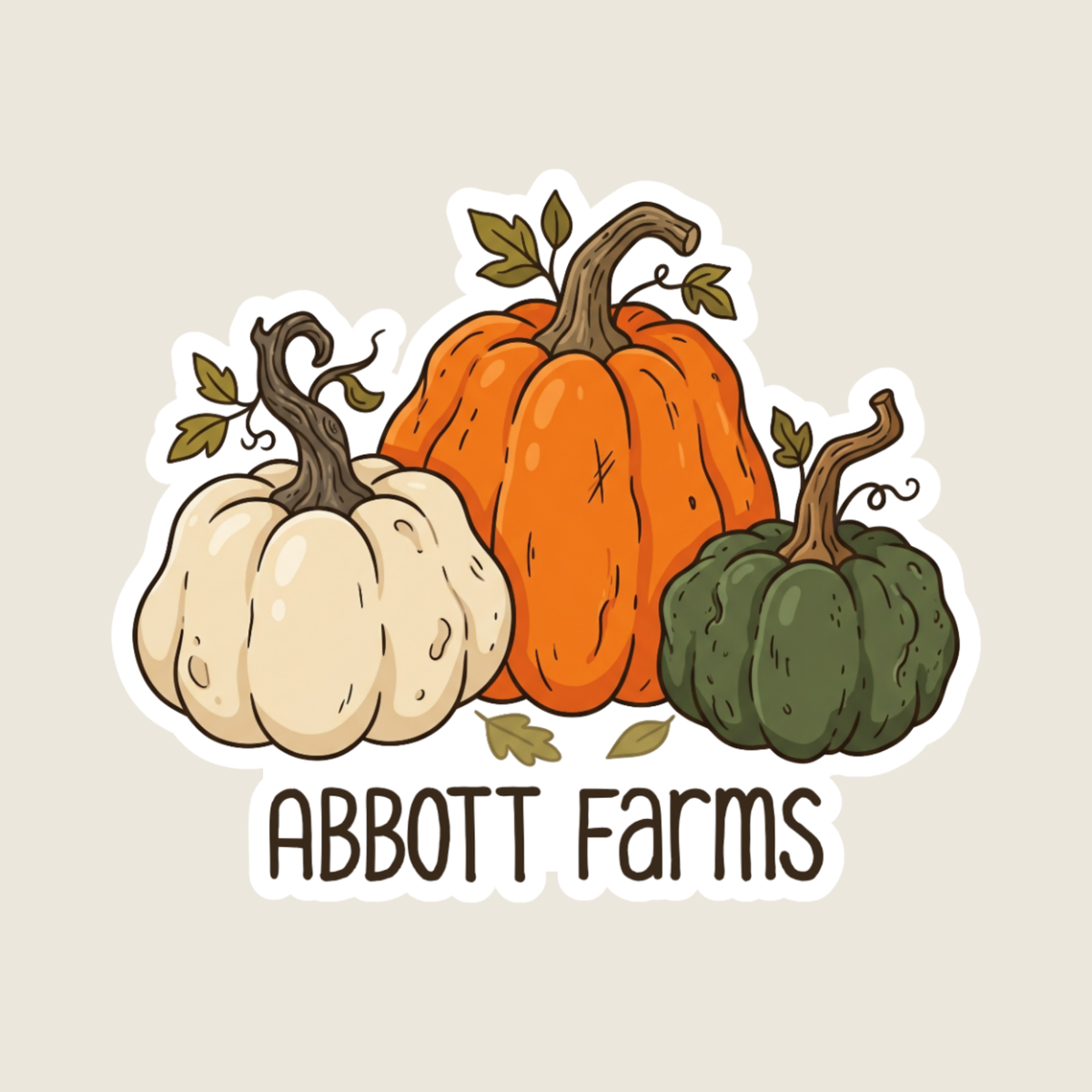 Three Rustic Pumpkins Custom Sticker