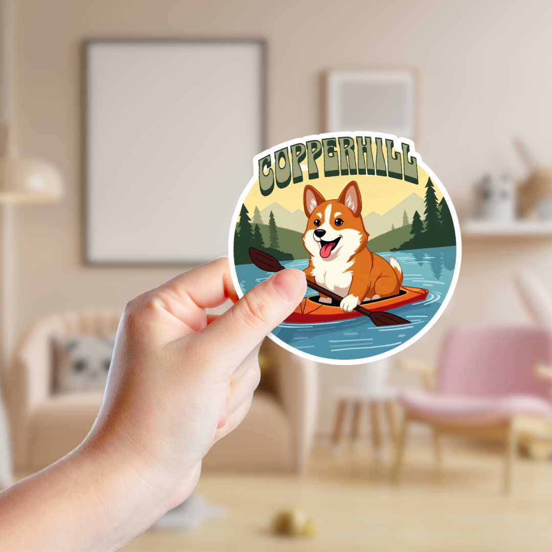 Corgi Kayaking Funny Souvenir Sticker