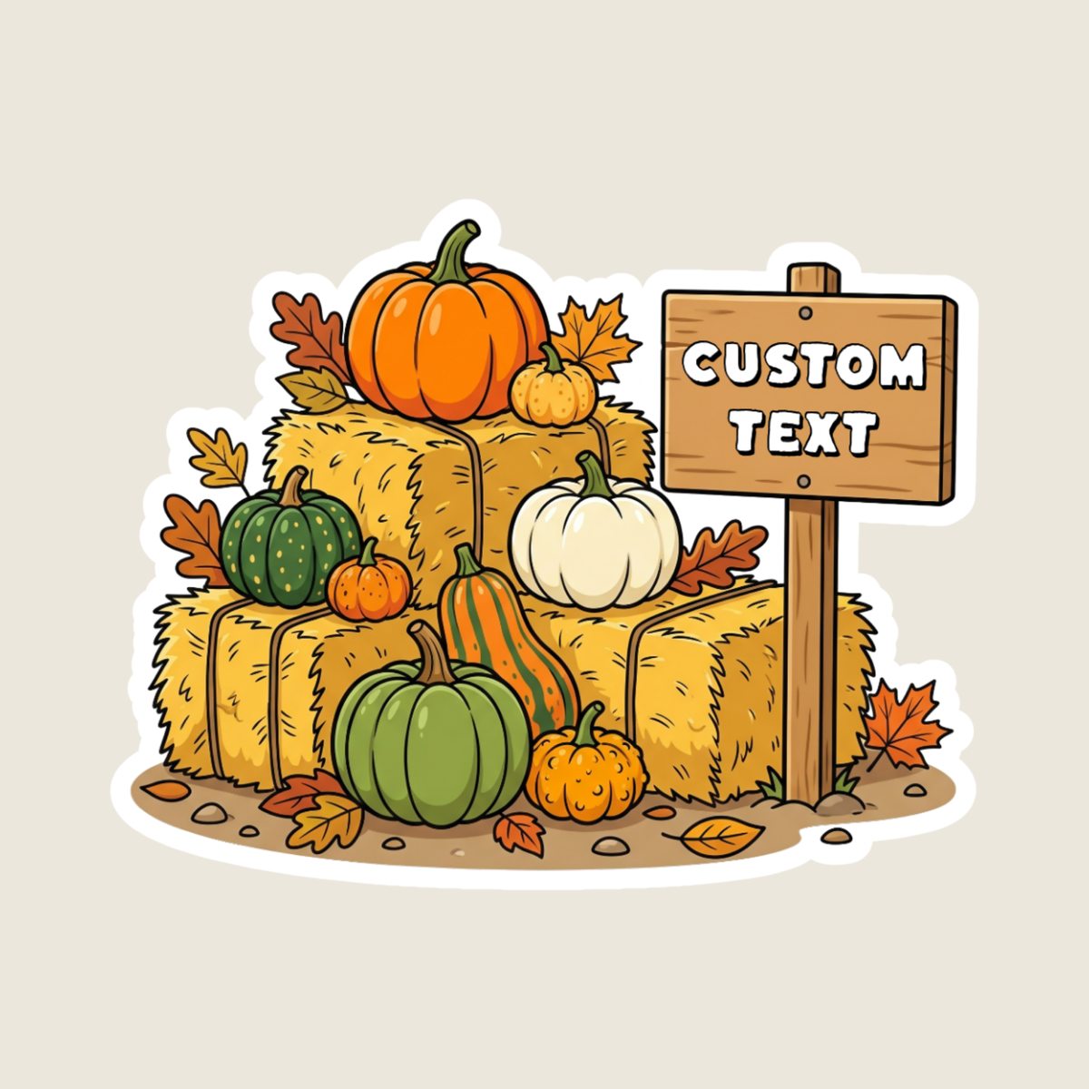 Pumpkins and Hay Bales Welcome Sign Custom Sticker