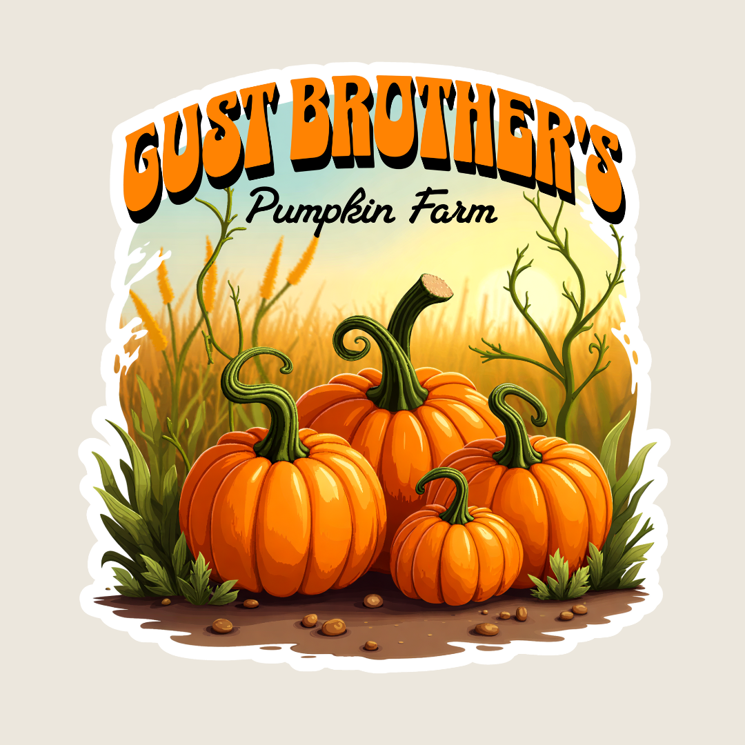 Pumpkin Patch Scene Souvenir Sticker