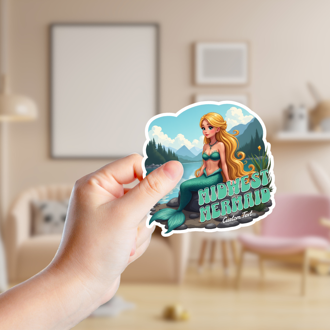 "Midwest Mermaid" Funny Souvenir Sticker