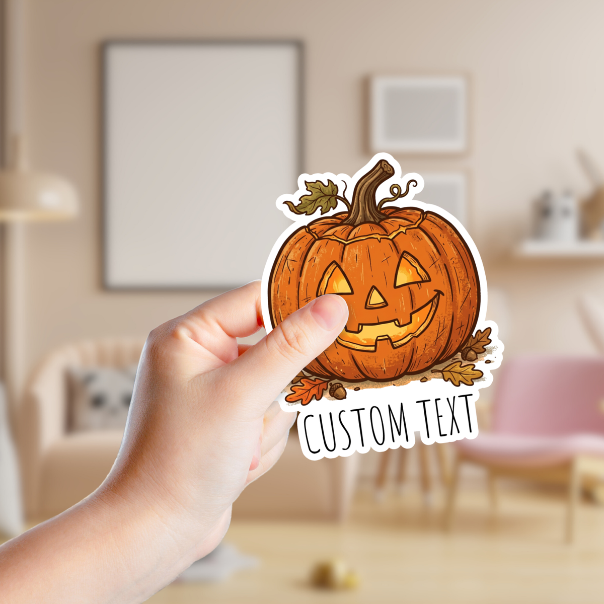 Rustic Jack O Lantern Custom Fall Pumpkin Sticker