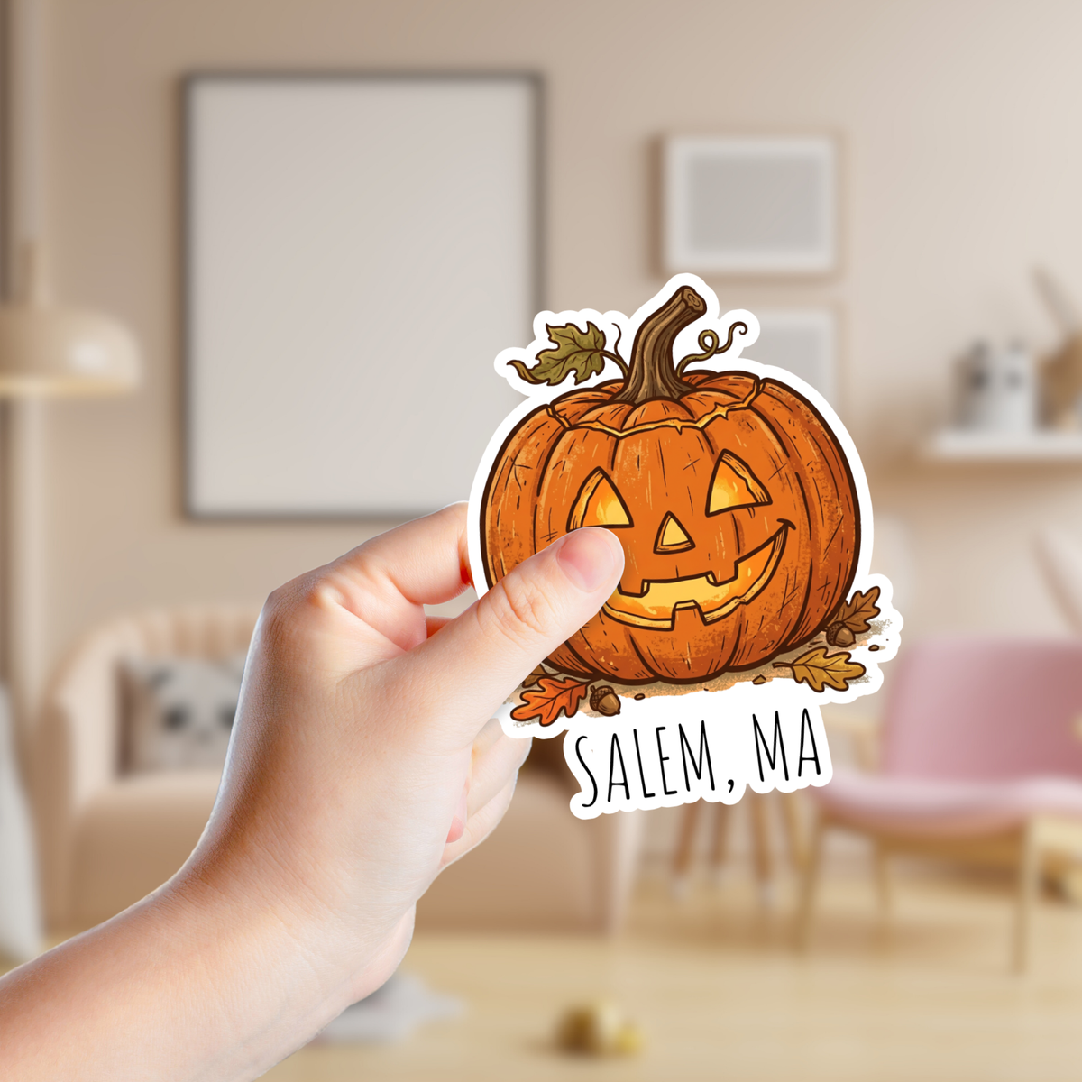 Rustic Jack O Lantern Custom Fall Pumpkin Sticker