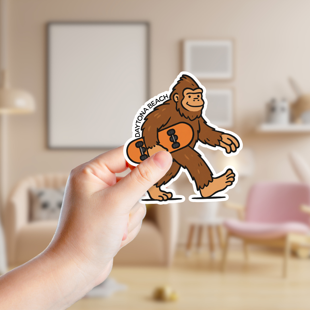 Big Foot Carrying a Skateboard Funny Souvenir Sticker