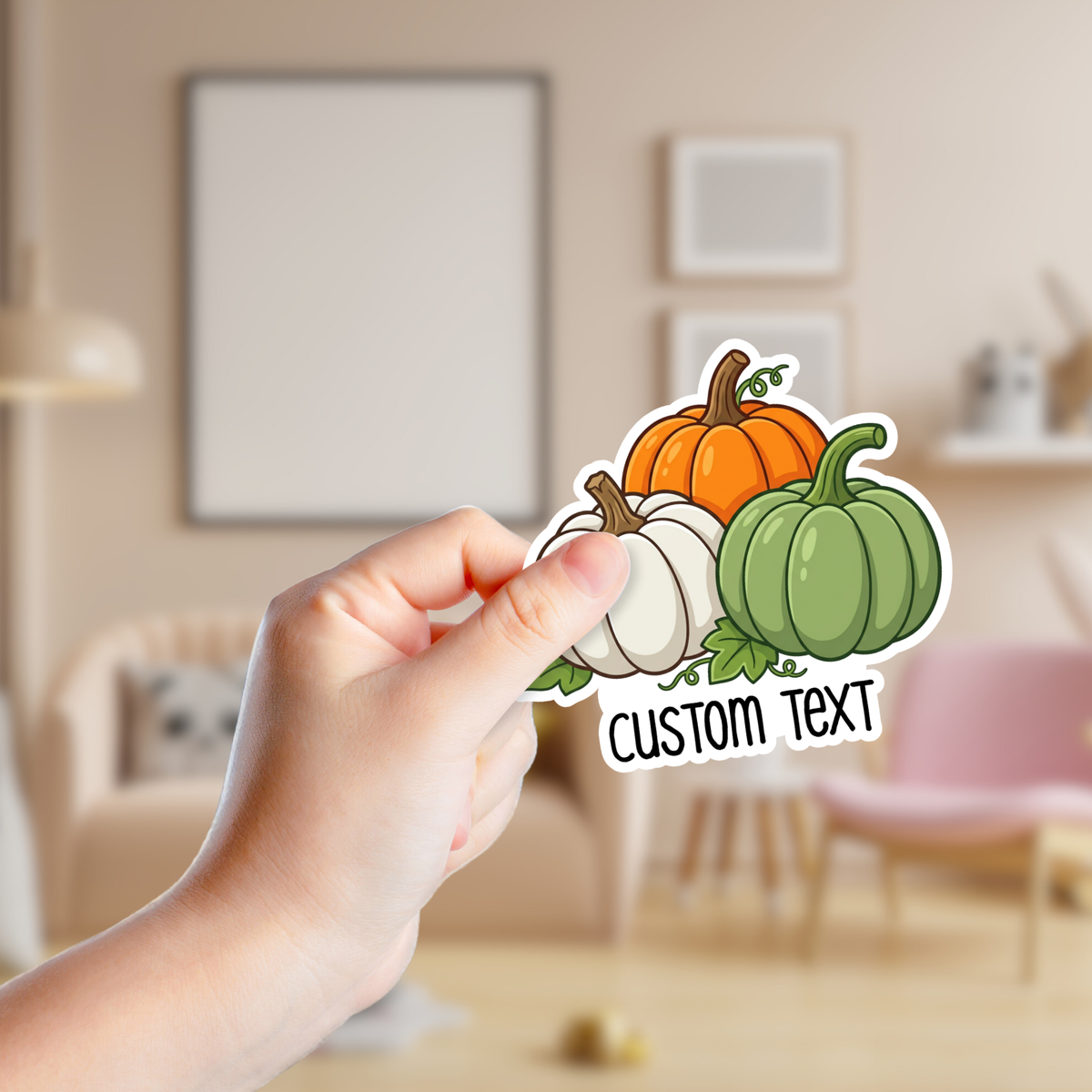 Three Cute Pumpkins Custom Fall Sticker