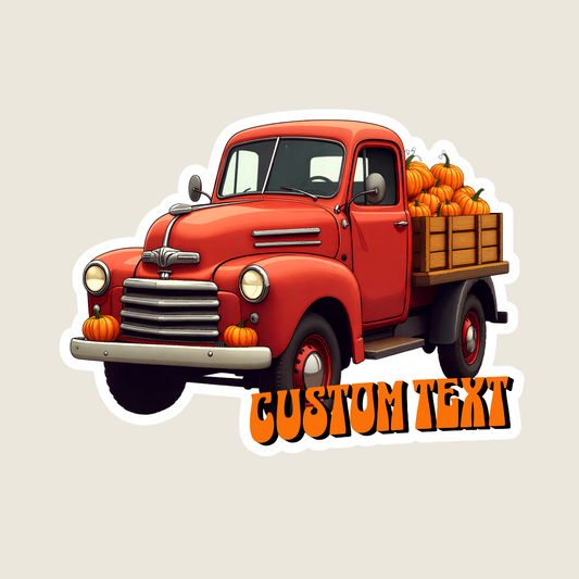 Vintage Truck Filled with Pumpkins Custom Sticker