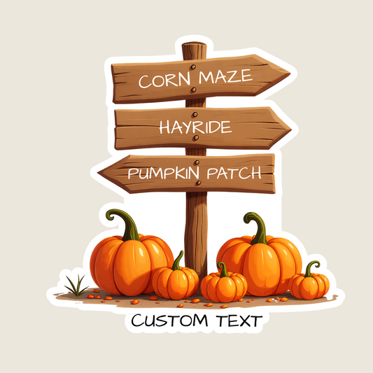 Rustic Fall Corn Maze and Pumpkin Patch Directional Sign Custom Sticker
