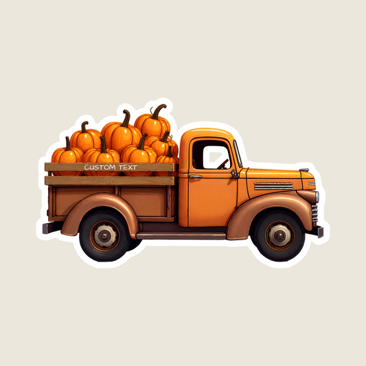 Orange Vintage Truck Filled with Pumpkins Custom Sticker