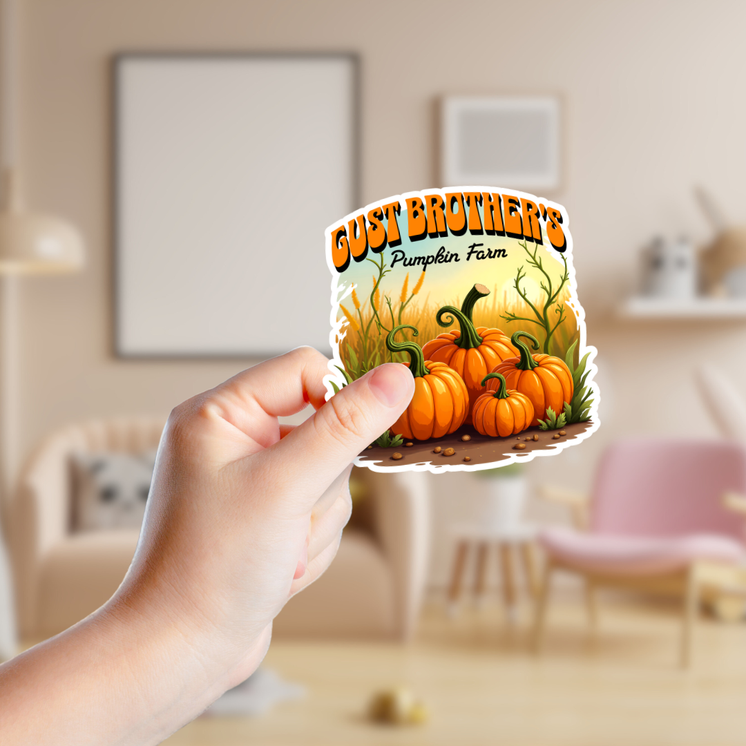 Pumpkin Patch Scene Souvenir Sticker