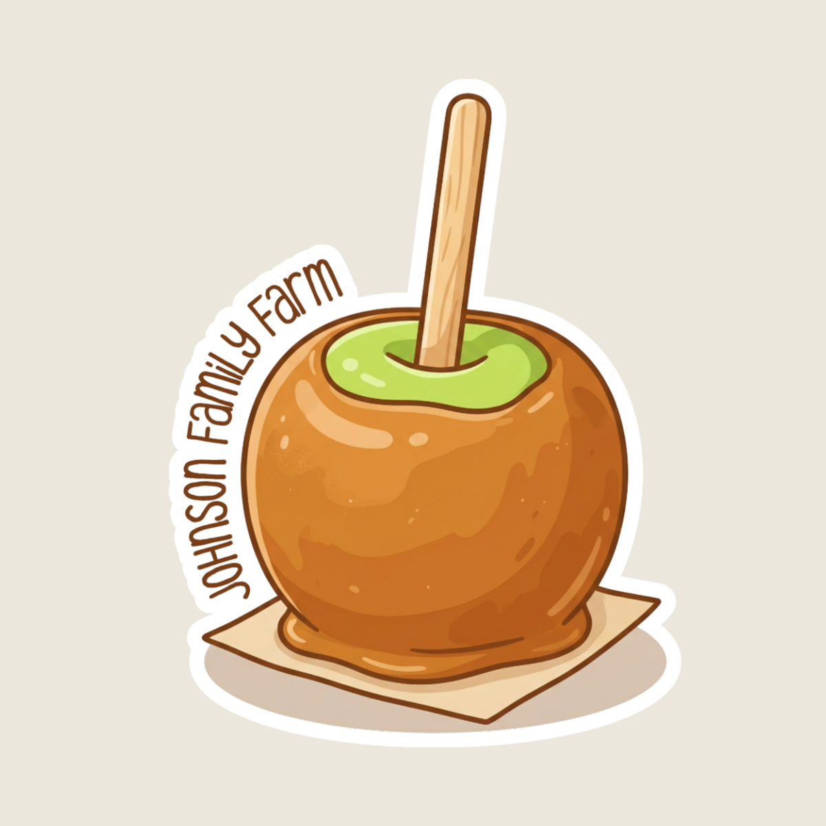Green Caramel Apple Custom Fall Sticker