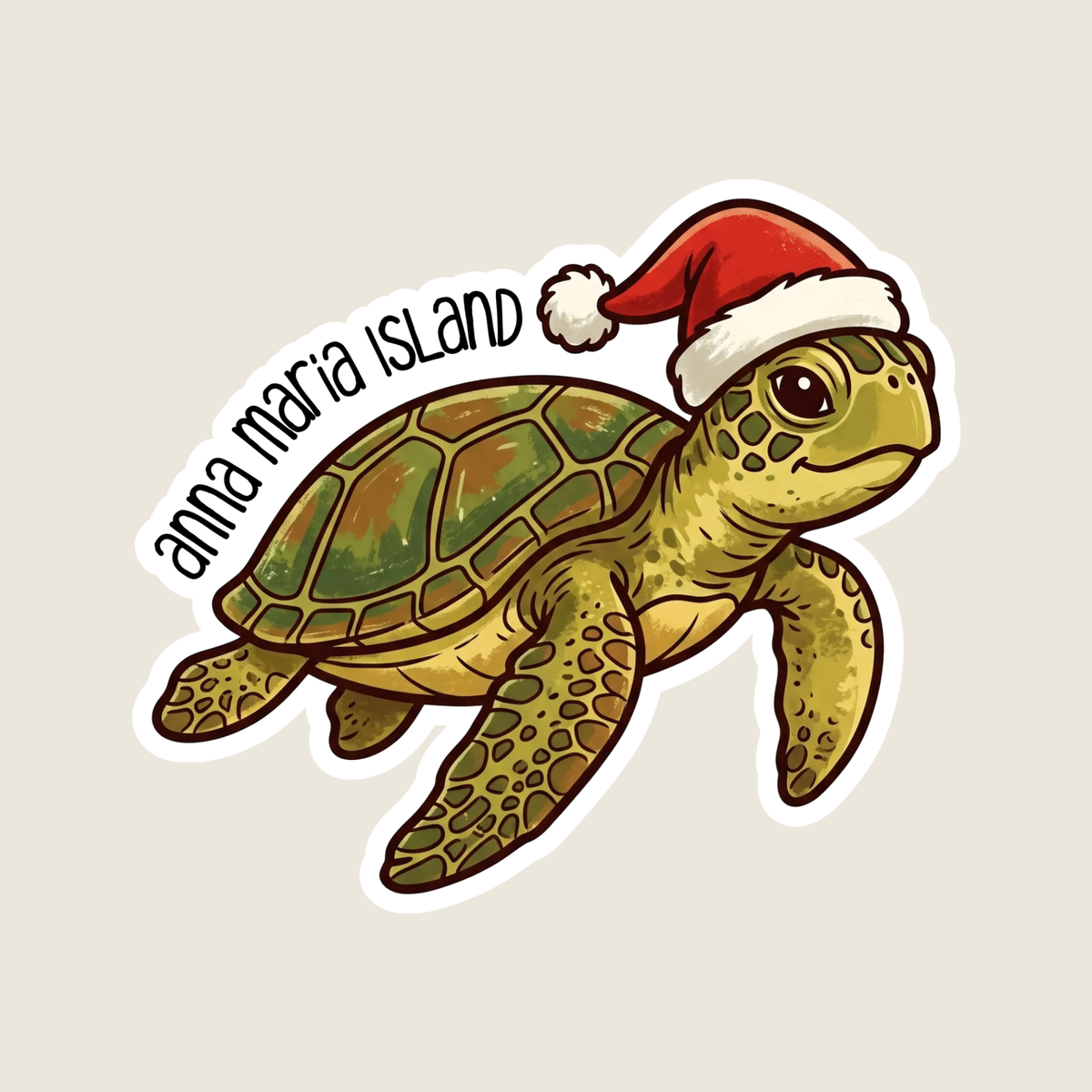 Santa Sea Turtle Custom Sticker