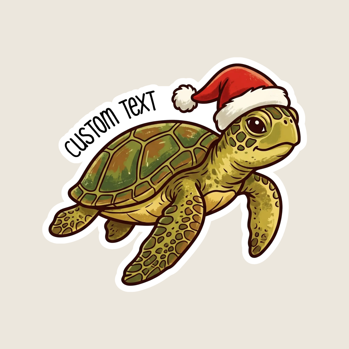 Santa Sea Turtle Custom Sticker