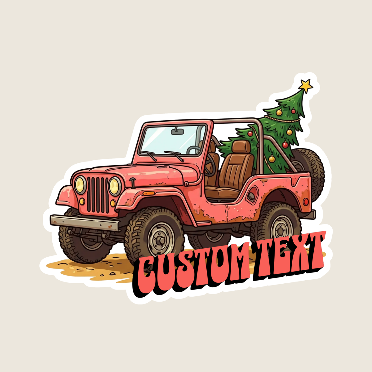 Pink Christmas Jeep Custom Sticker