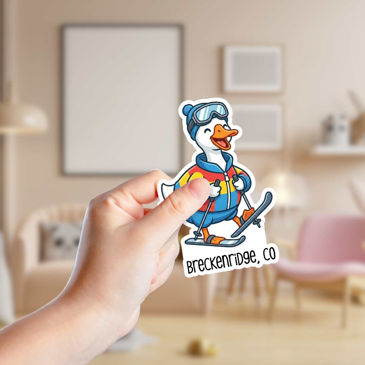 Silly Goose Skiing Custom Funny Sticker
