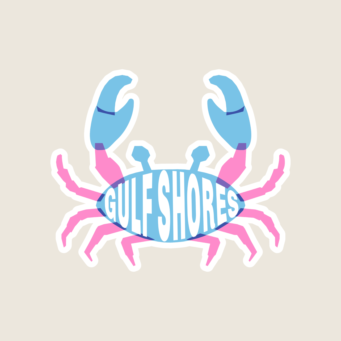 Pink and Blue Crab Custom Vinyl Sticker