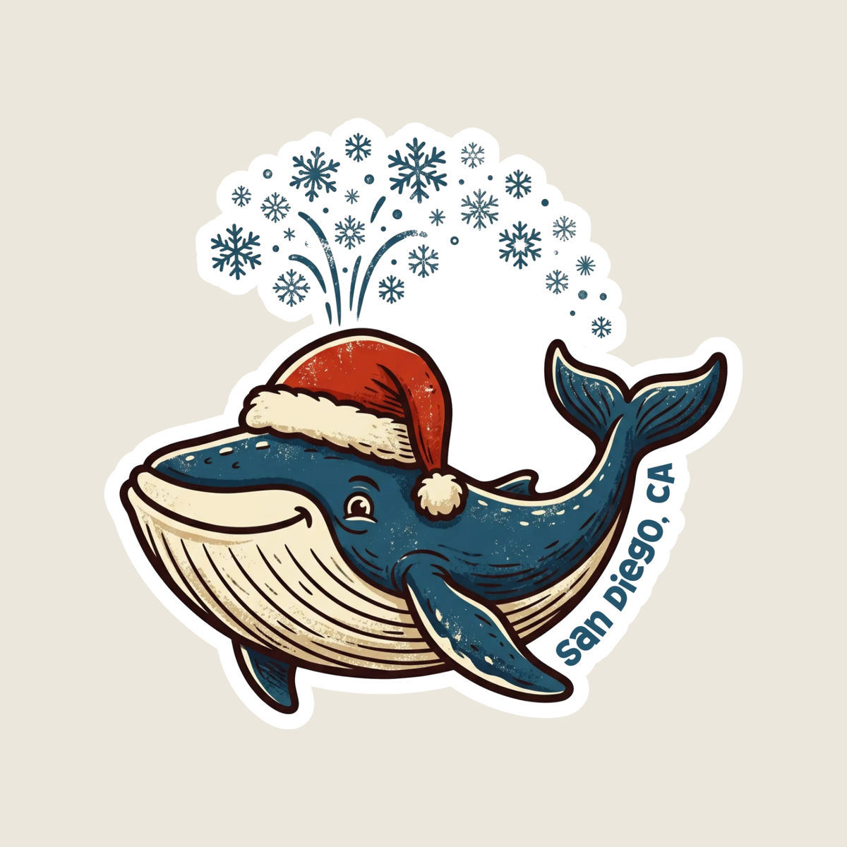Christmas Whale Custom Sticker