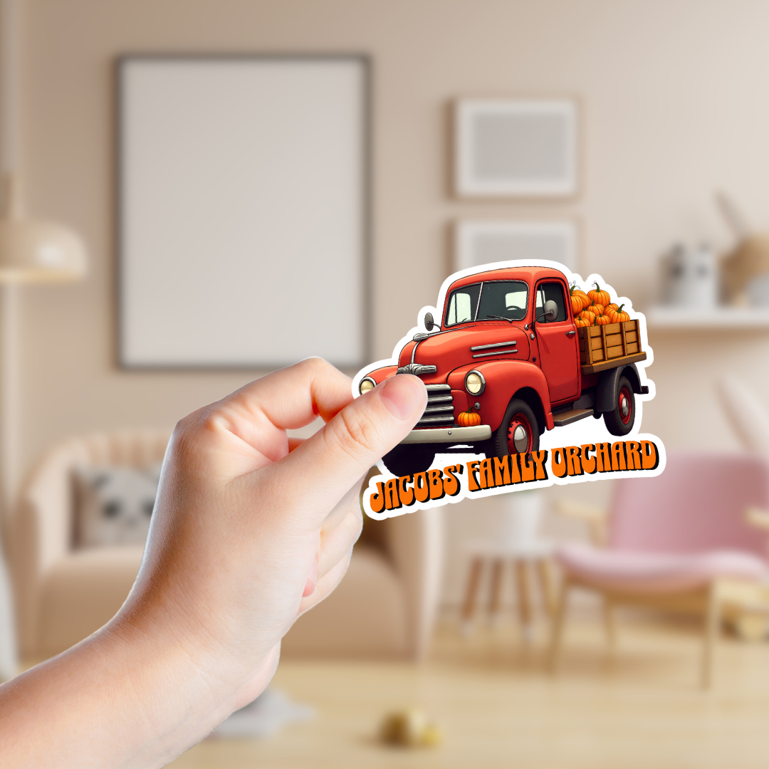 Vintage Truck Filled with Pumpkins Custom Sticker