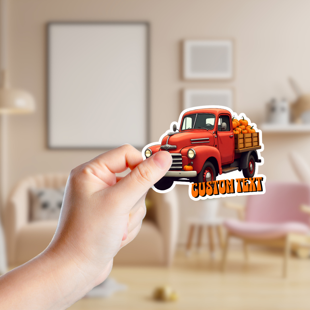 Vintage Truck Filled with Pumpkins Custom Sticker