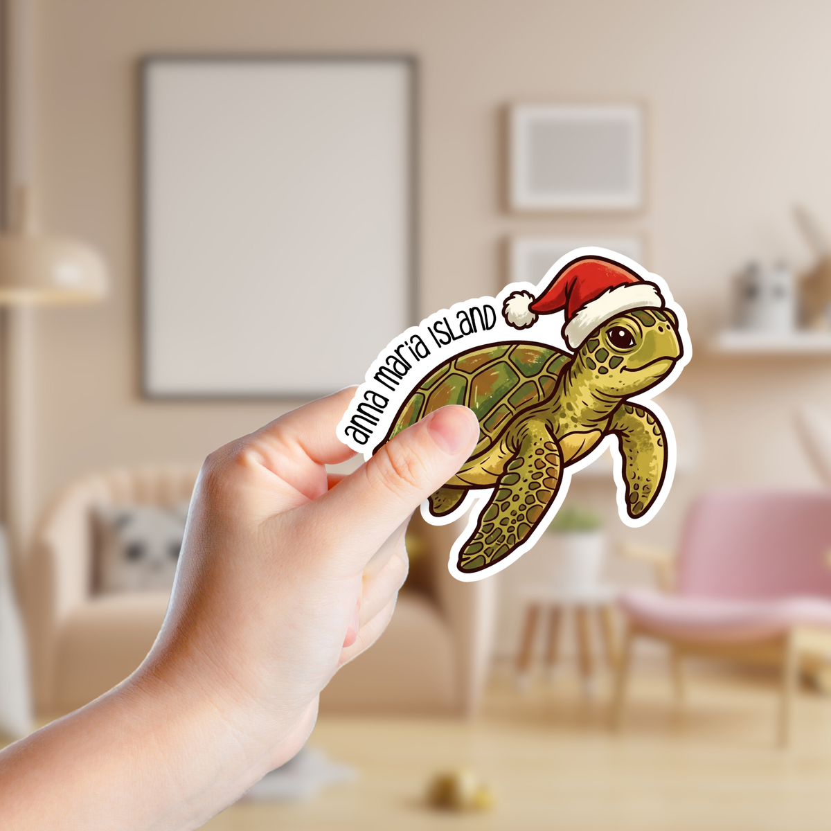 Santa Sea Turtle Custom Sticker