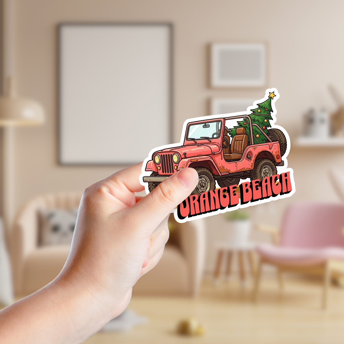 Pink Christmas Jeep Custom Sticker
