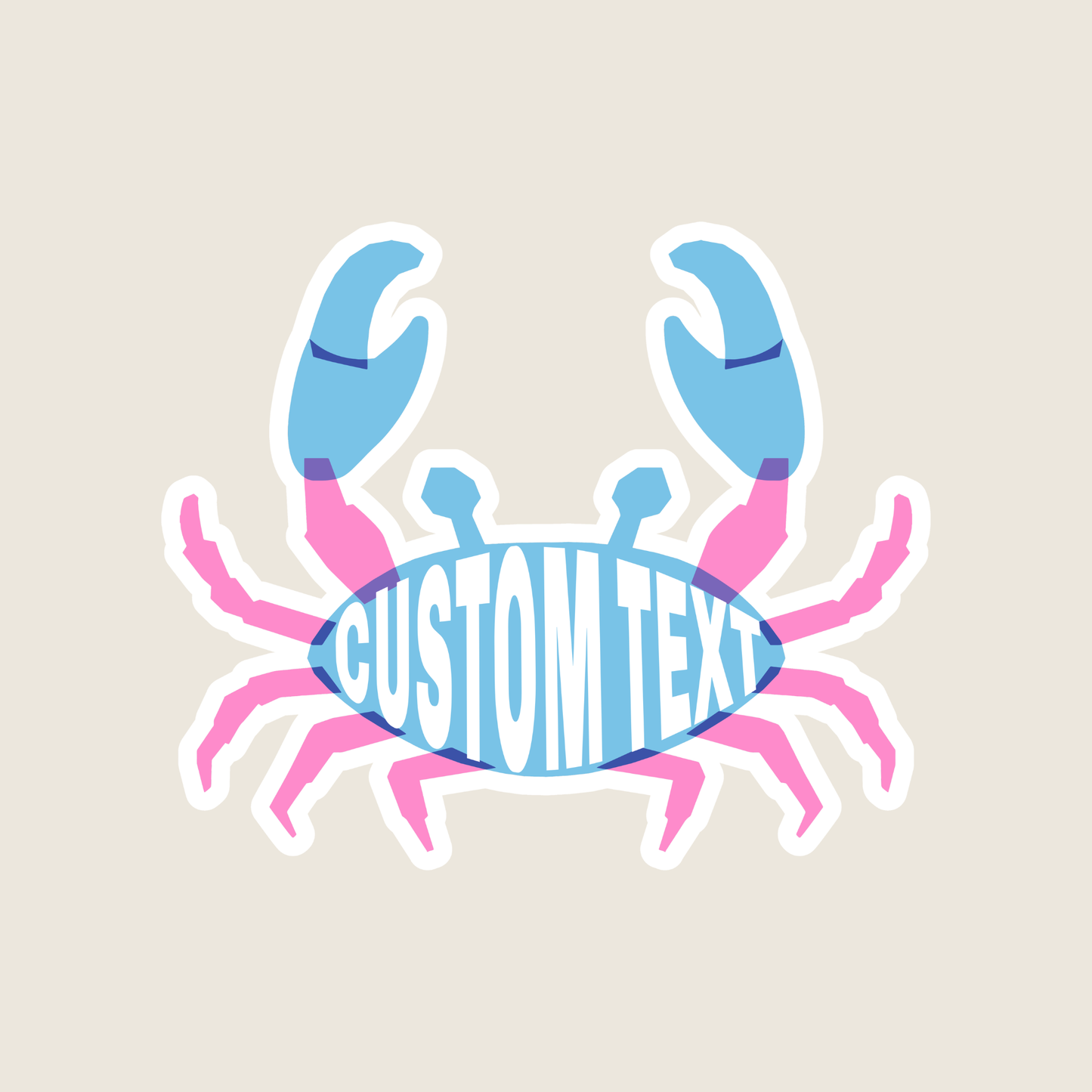 Pink and Blue Crab Custom Vinyl Sticker