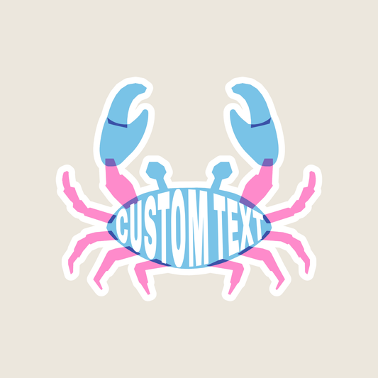 Pink and Blue Crab Custom Vinyl Sticker