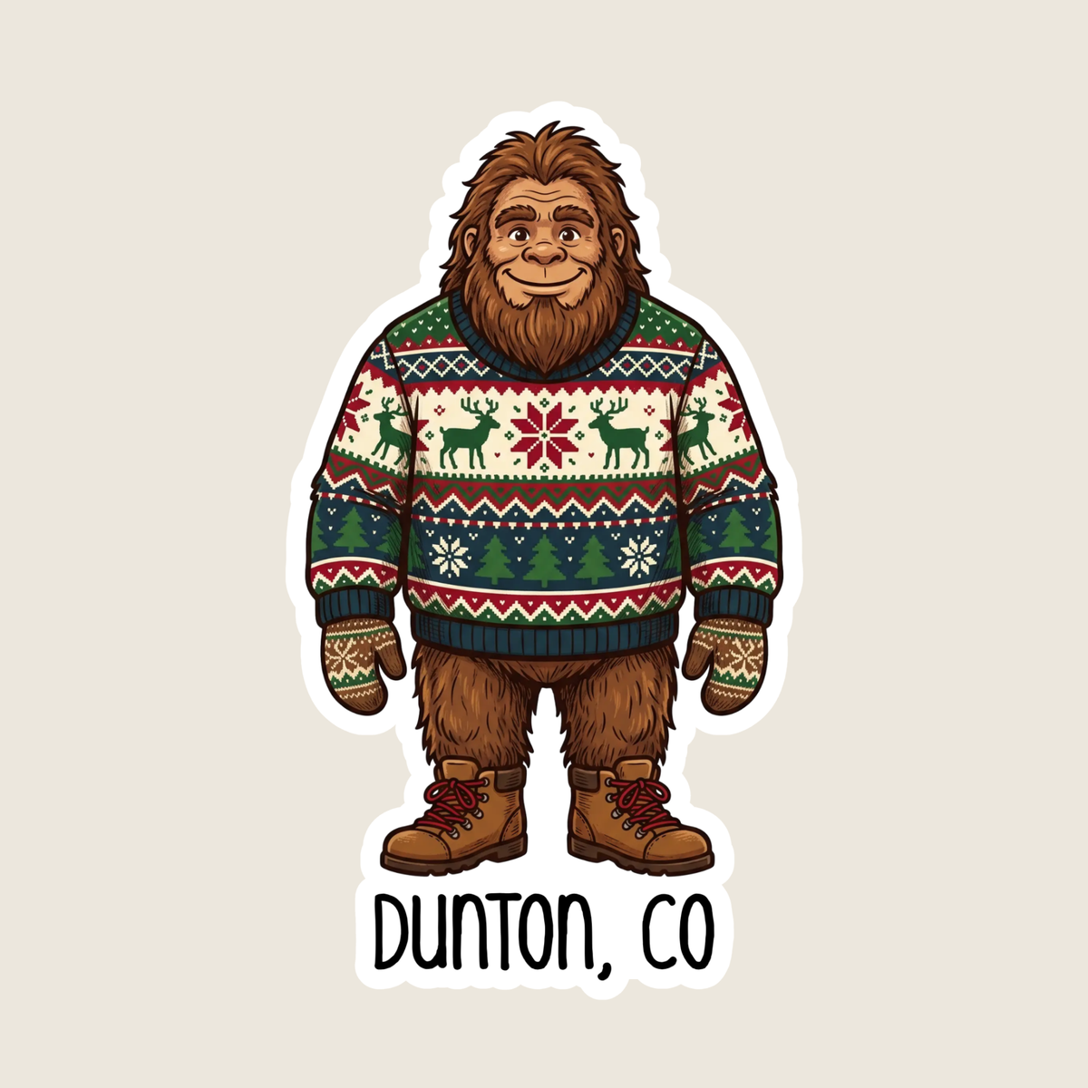 Big Foot  Christmas Sweater Custom Sticker