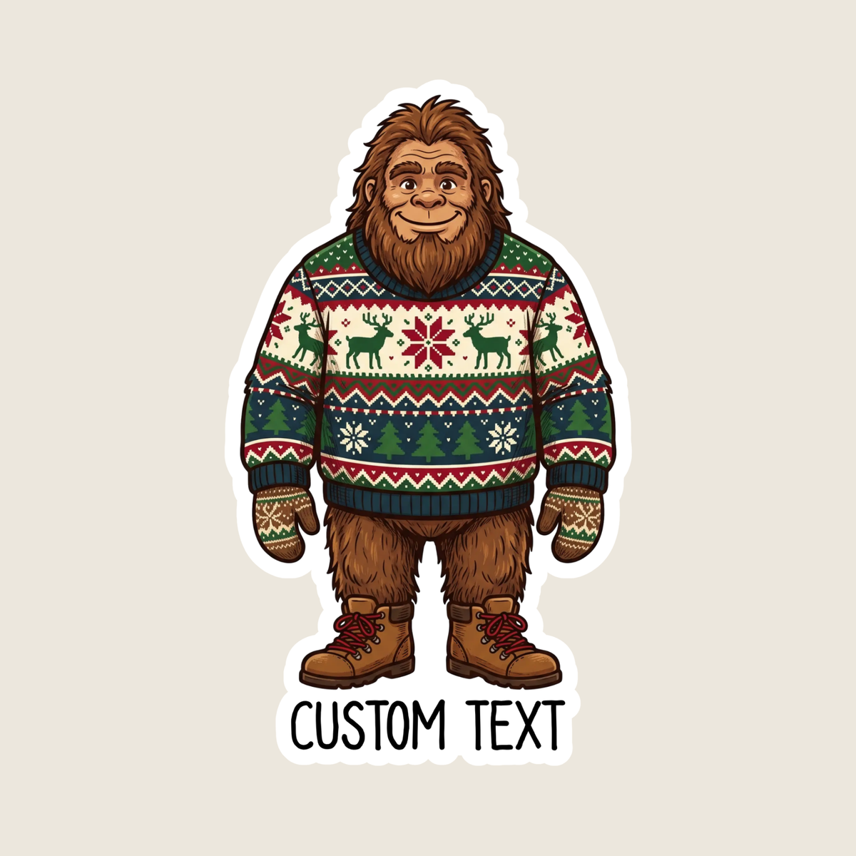 Big Foot  Christmas Sweater Custom Sticker