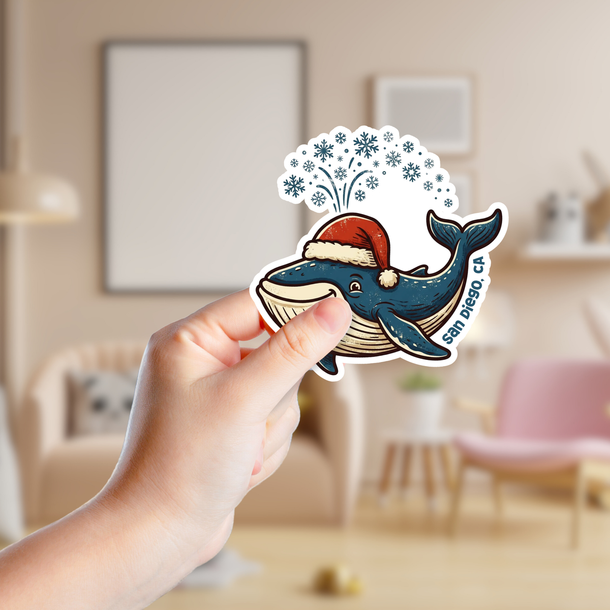 Christmas Whale Custom Sticker