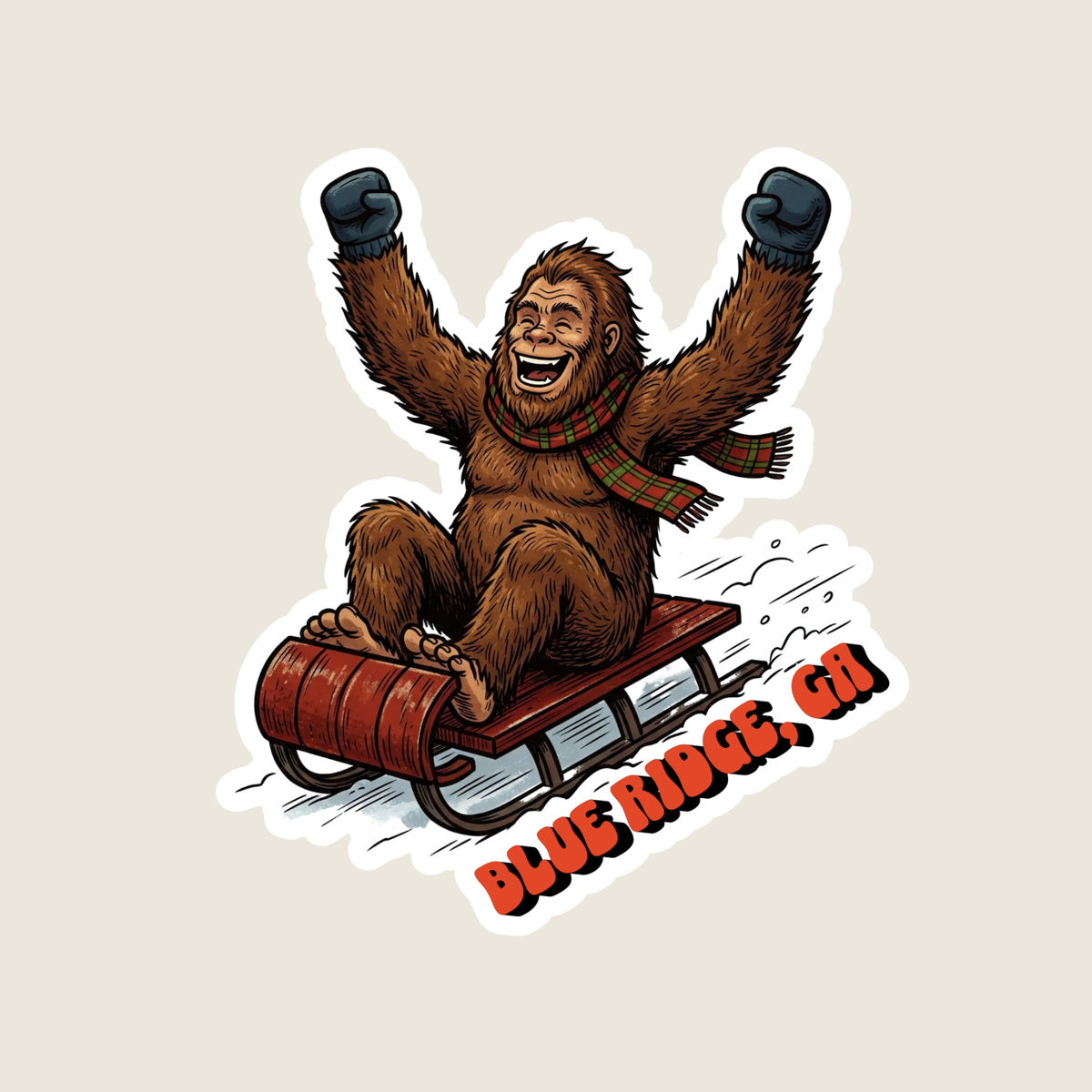 Big Foot Sledding Custom Sticker