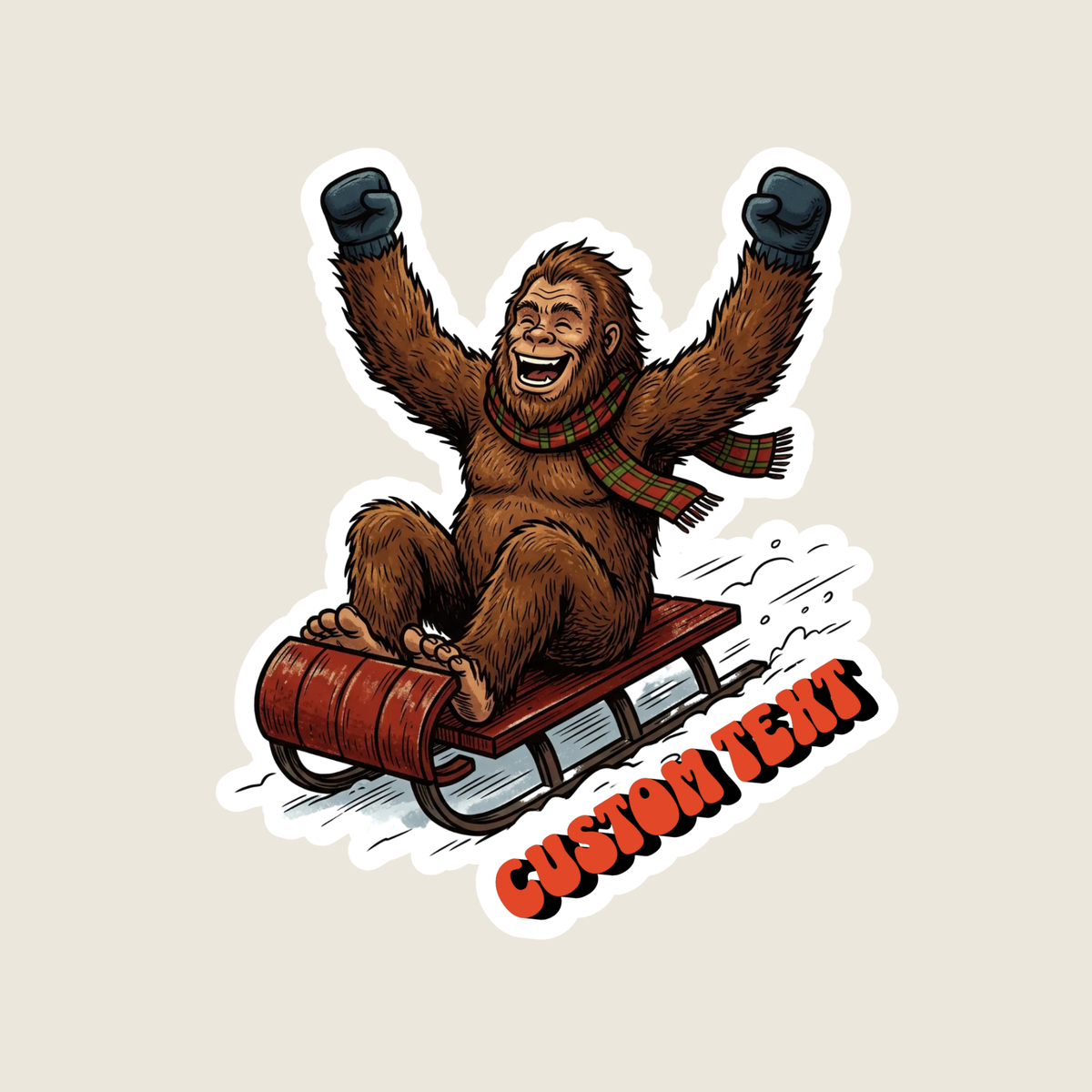 Big Foot Sledding Custom Sticker