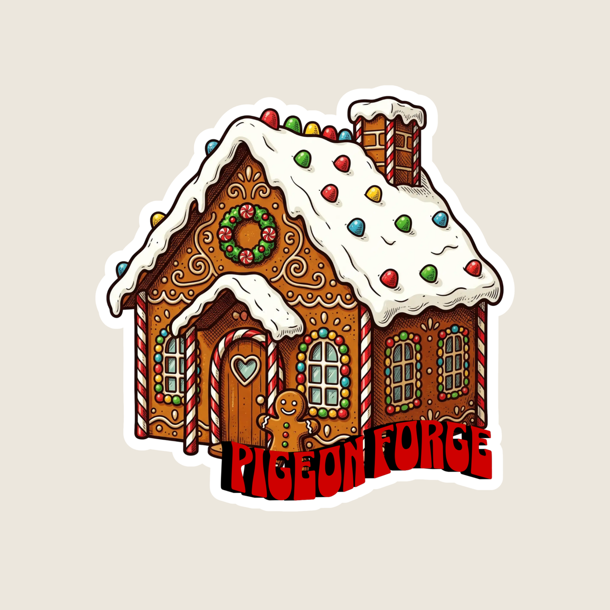 Gingerbread House Custom Christmas Sticker
