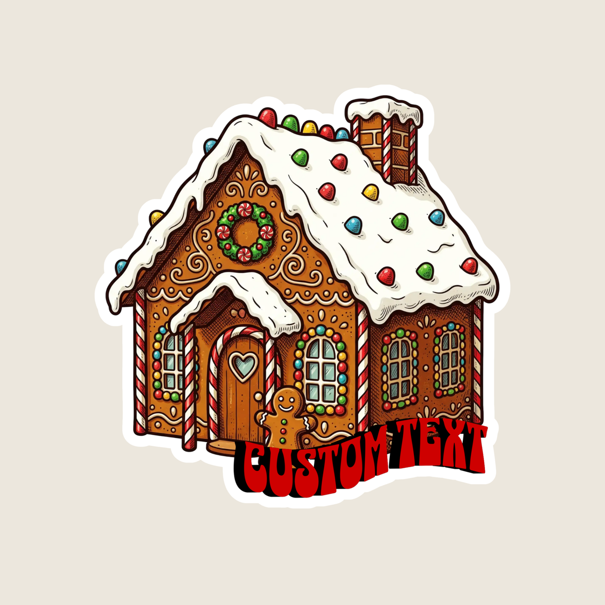 Gingerbread House Custom Christmas Sticker