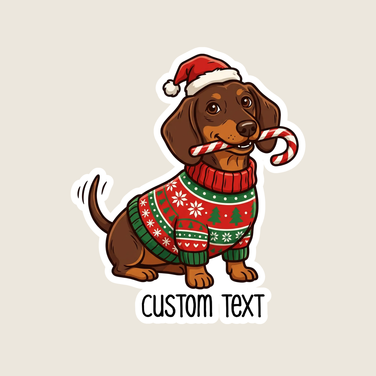 Christmas Dachshund Custom Sticker