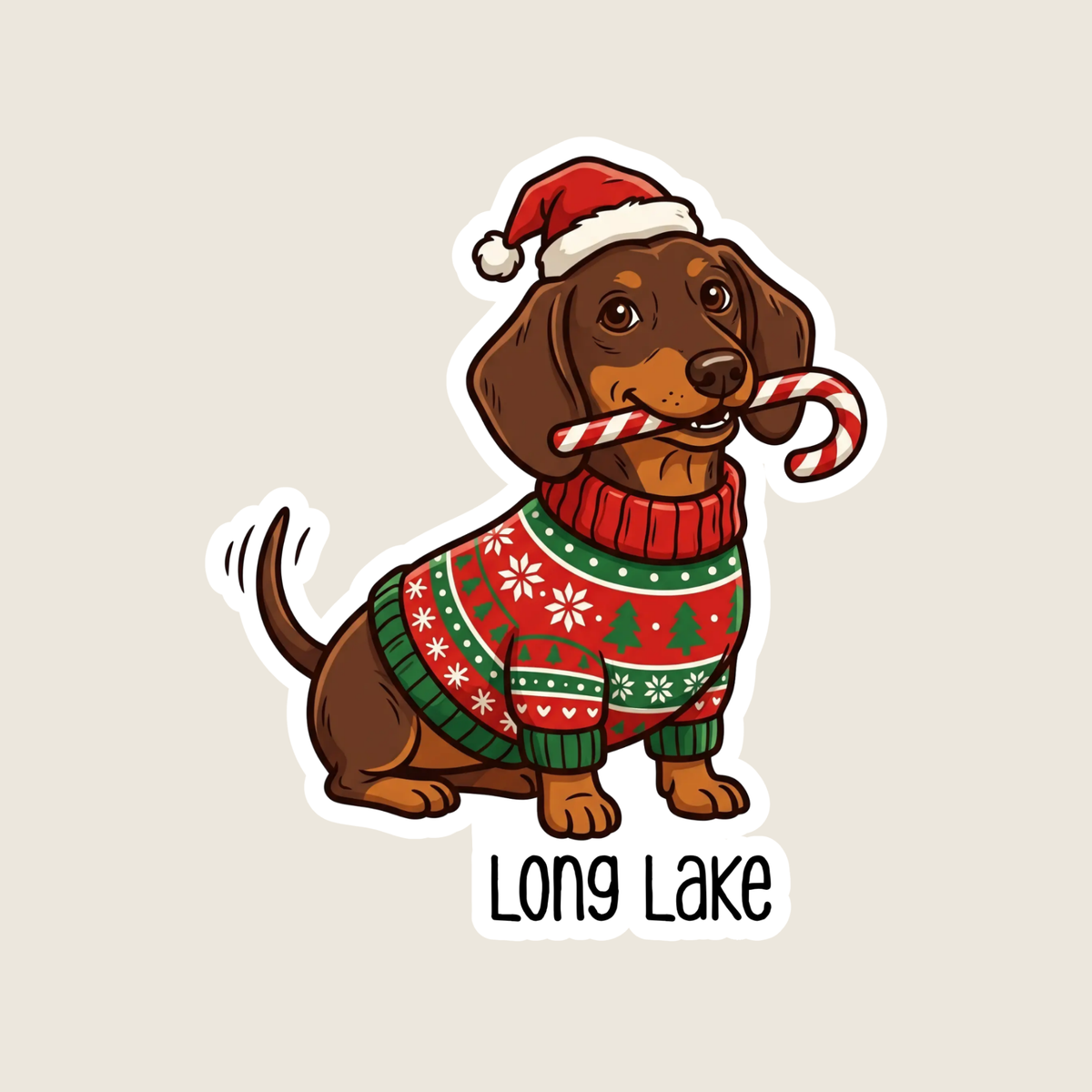 Christmas Dachshund Custom Sticker