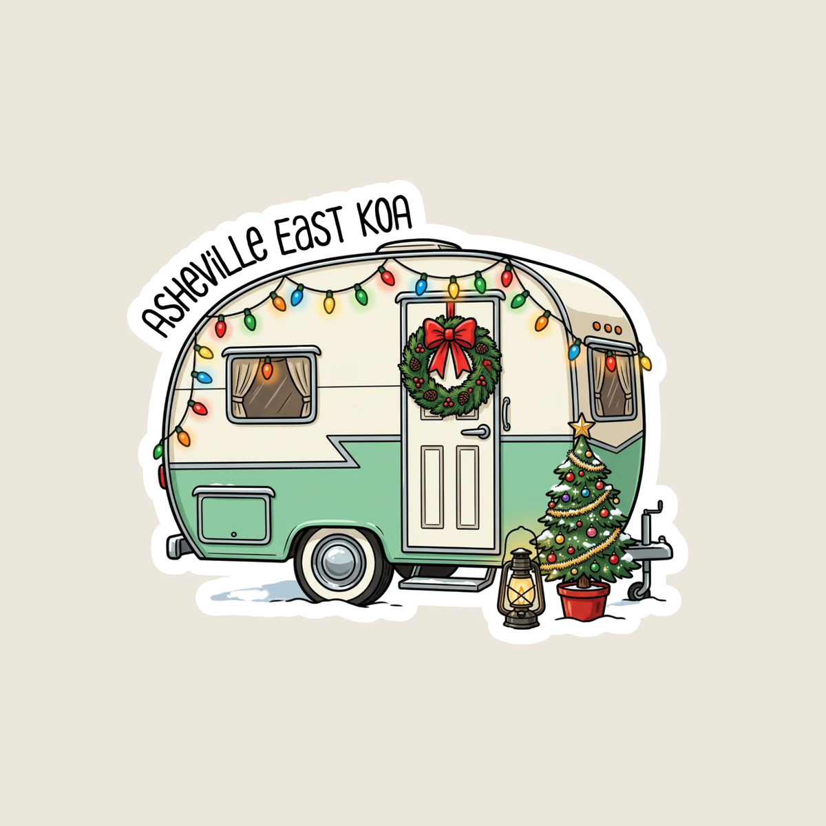 Retro Vintage Christmas Camper Custom Sticker