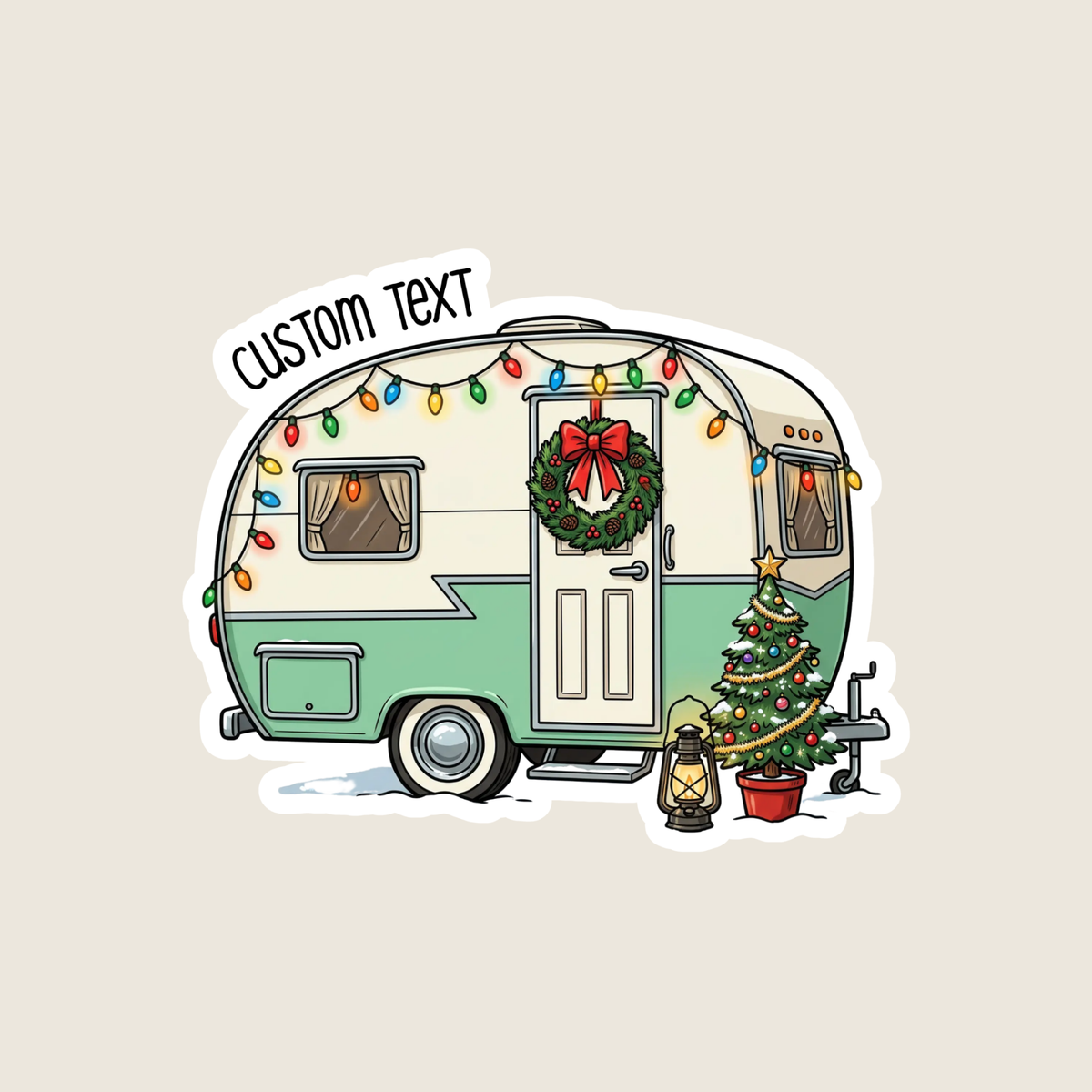 Retro Vintage Christmas Camper Custom Sticker