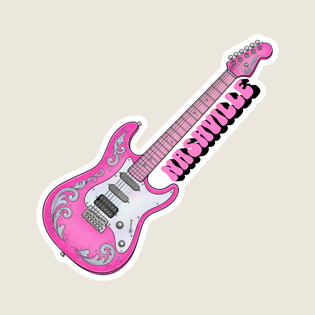 Pink Guitar Custom Sticker