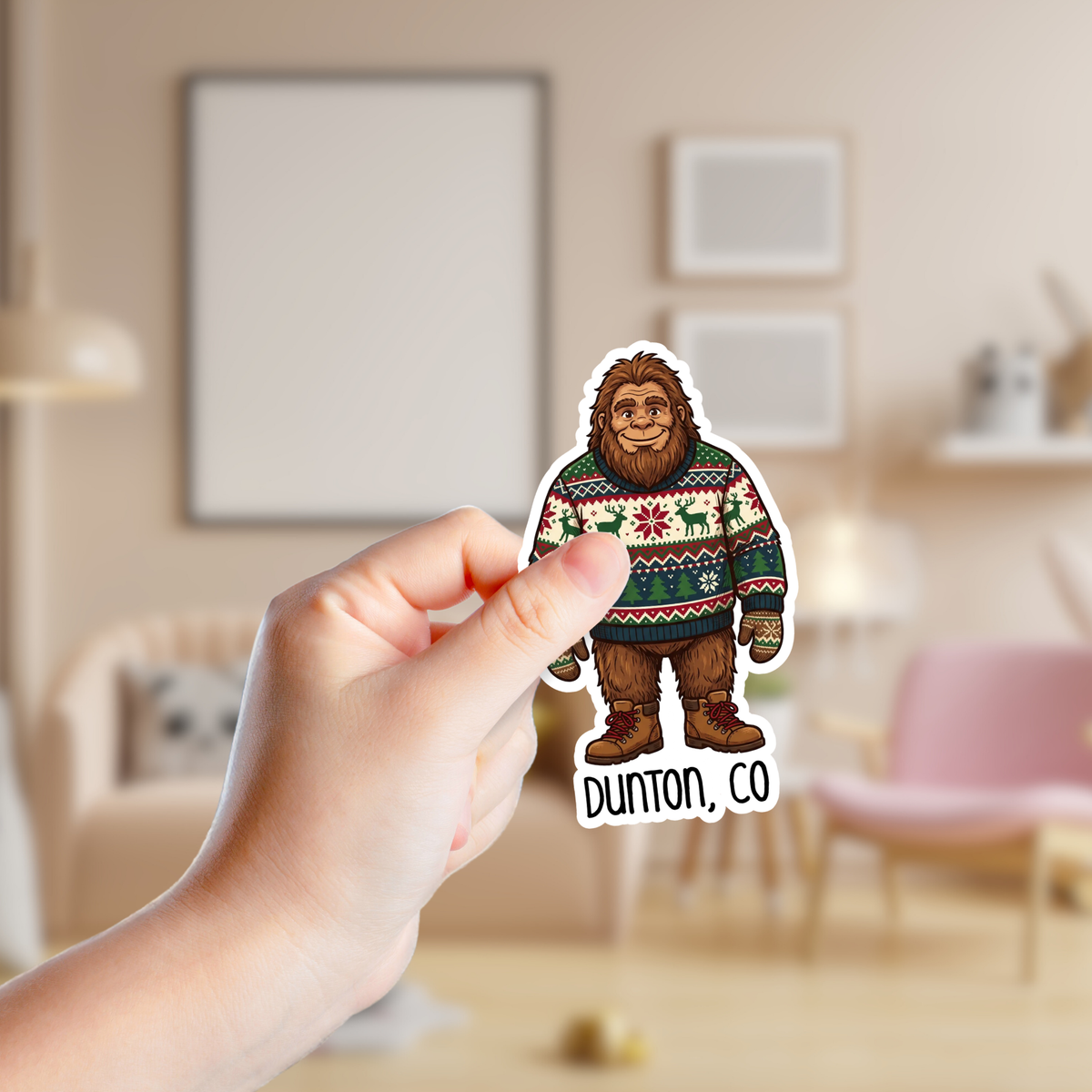 Big Foot  Christmas Sweater Custom Sticker