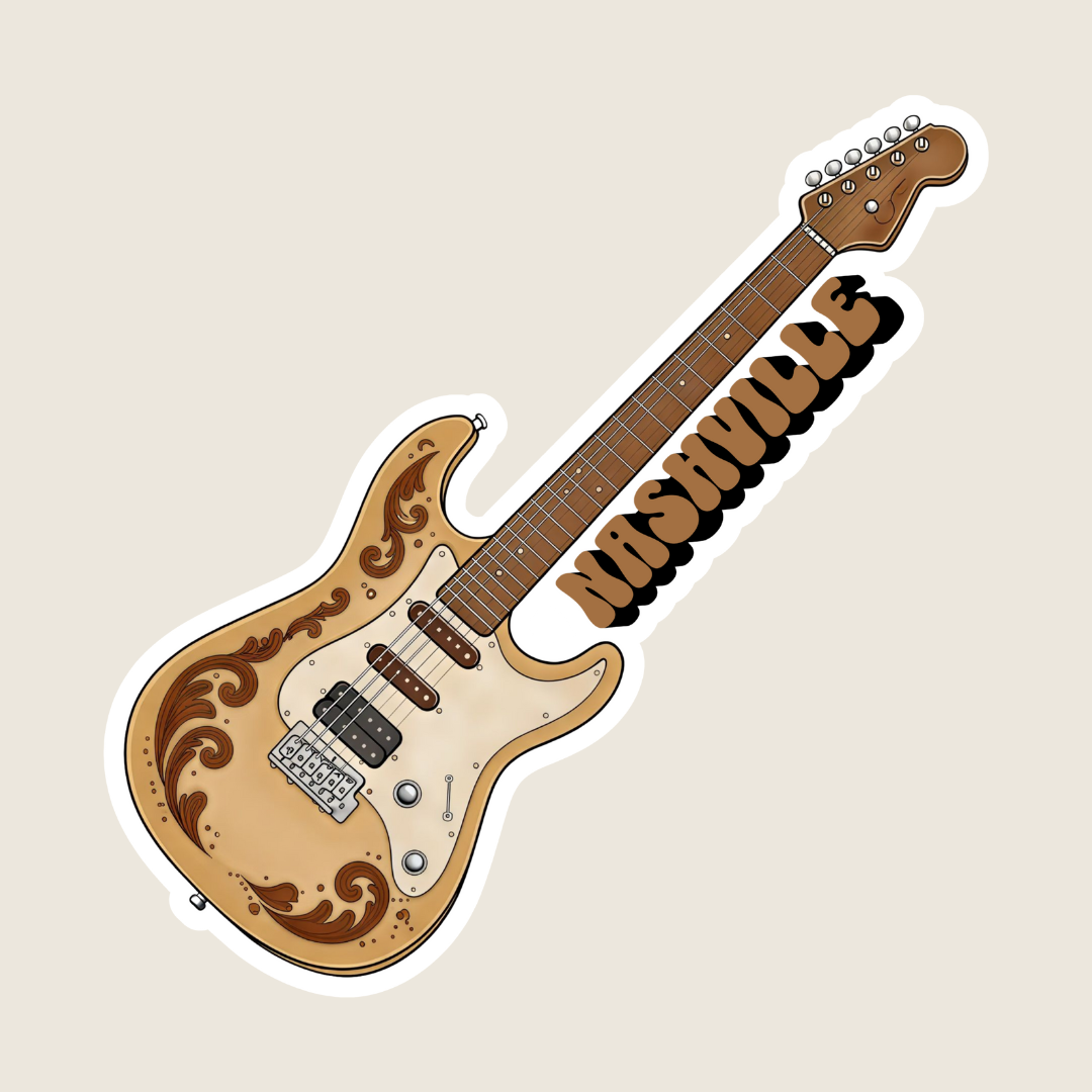 Brown Guitar Custom Sticker