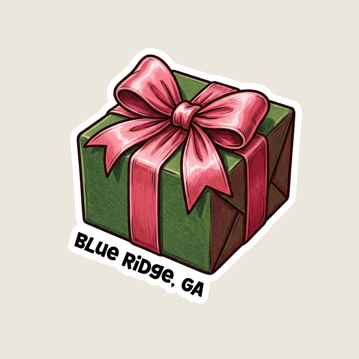 Pink and Green Christmas Gift Custom Sticker