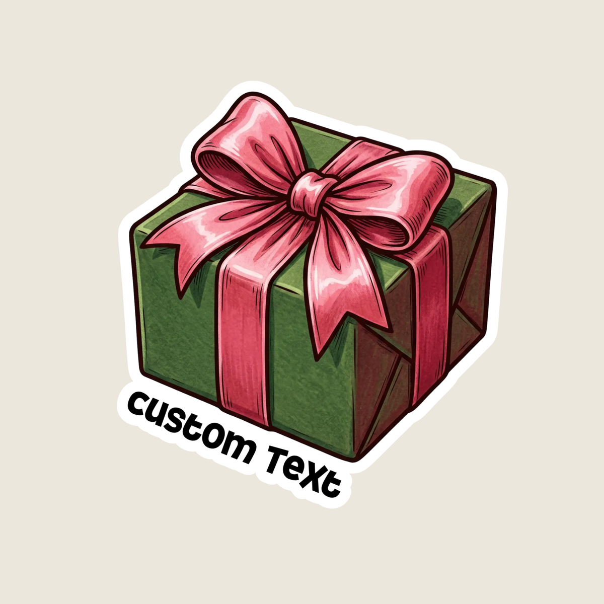 Pink and Green Christmas Gift Custom Sticker