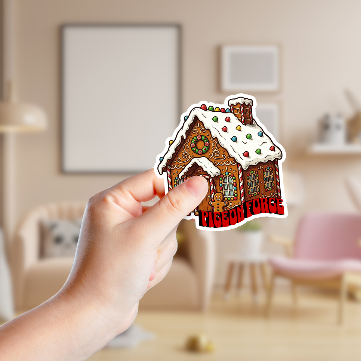 Gingerbread House Custom Christmas Sticker