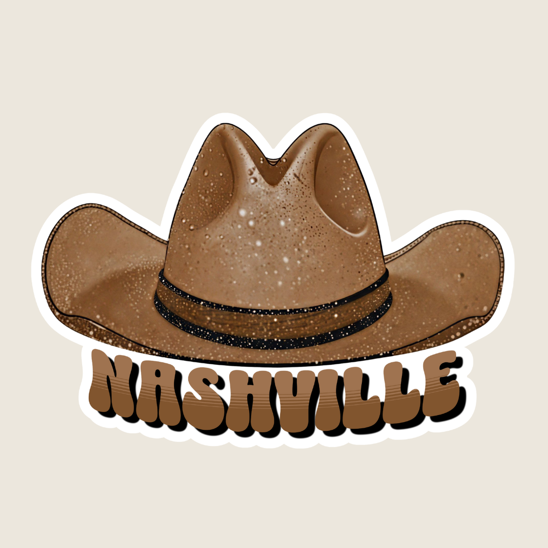 Sparkly Brown Cowgirl Hat Custom Sticker